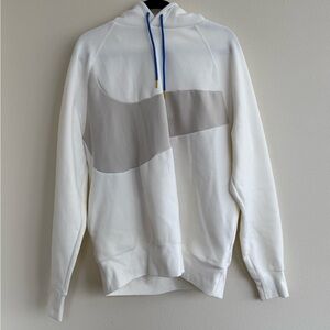 Nike Trademark White and Gray Hoodie with Blue Accents